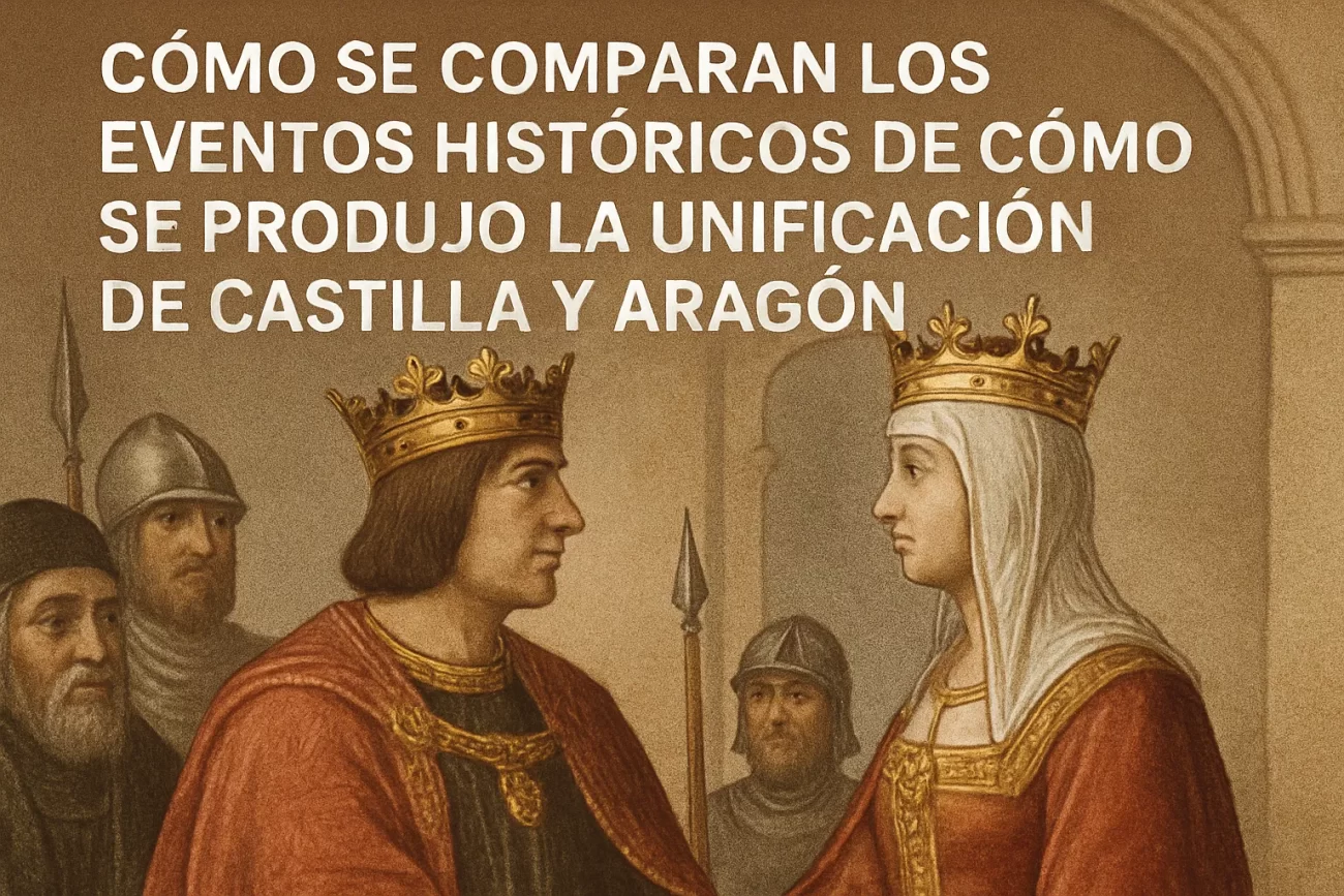 cómo se comparan los eventos históricos de Cómo se produjo la unificación de Castilla y Aragón