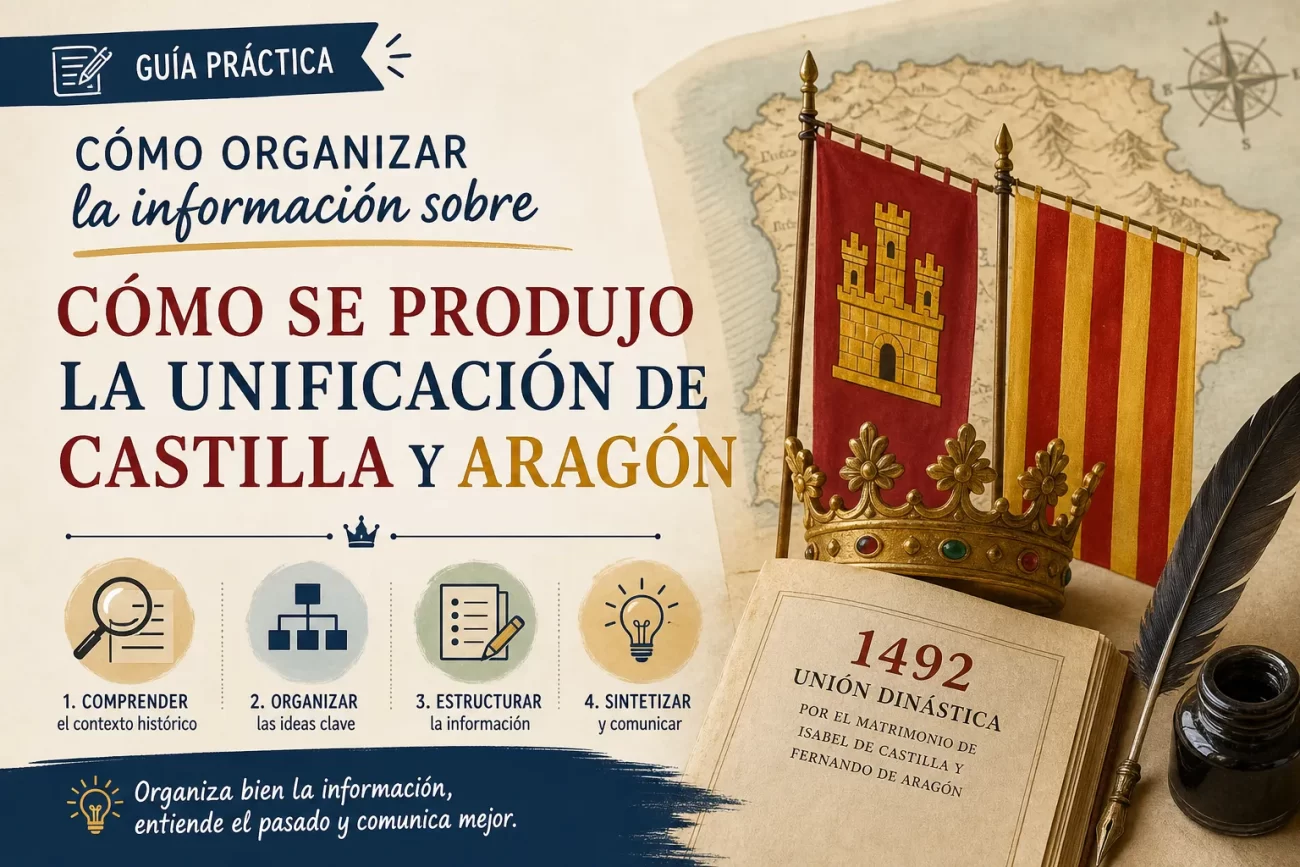cómo organizar la información sobre Cómo se produjo la unificación de Castilla y Aragón